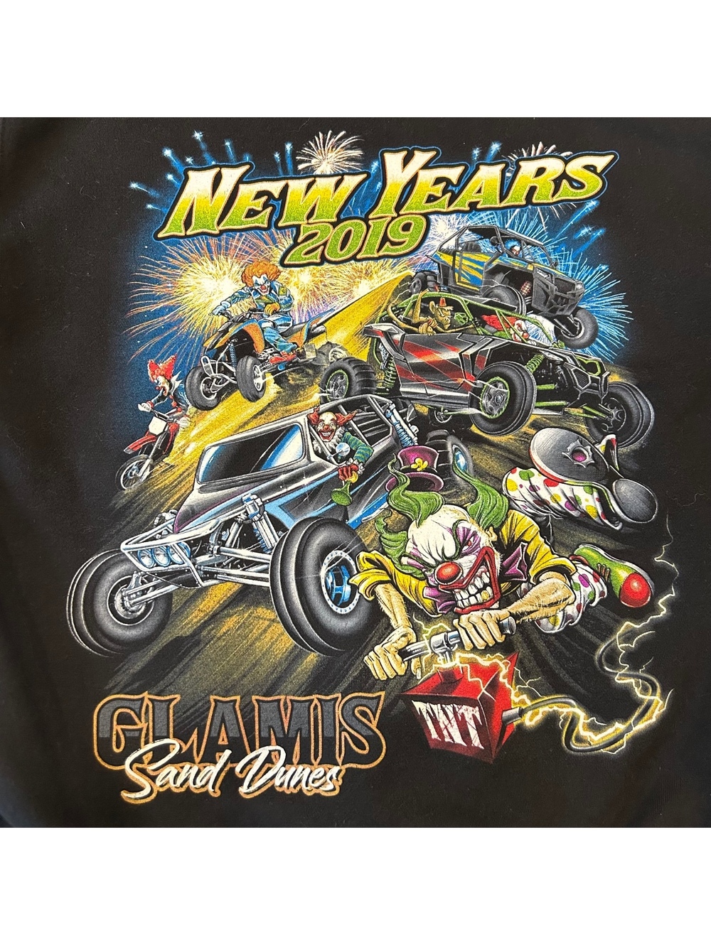 Glamis Sand Dunes New Years 2019 Graphic Hoodie Medium Black Clown Dune Buggy